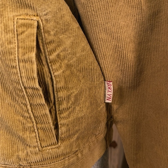 Vintage Y2K Faded Grunge Tan Cotton Corduroy Jacket Sherpa lining Streetwear - Picture 8 of 13